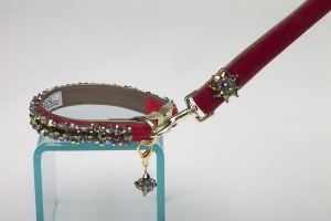 Ruby Pyramid Collar<br />Collar and leash sold separately
