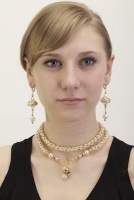 Golden Pearl Necklace<!--Women--><br />Ear Drops and Necklace sold separately