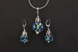 Lake Pendant<br />on Silk Cord<br />Ear Drops and Pendant sold separately