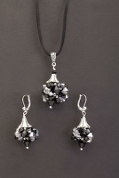 Silver Dot Pendant<br />on Silk Cord<br />Ear Drops and Pendant sold separately