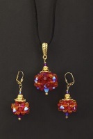 Sunset Pendant<br />on Silk Cord<br />Ear Drops and Pendant sold separately