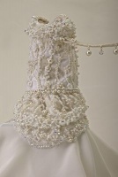 Crystal Cream Velvet Cord Leash<br />Coat and leash sold separately